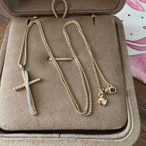 David Yurman CROSSOVER CROSS NECKLACE 18k Gold - 20” Chain